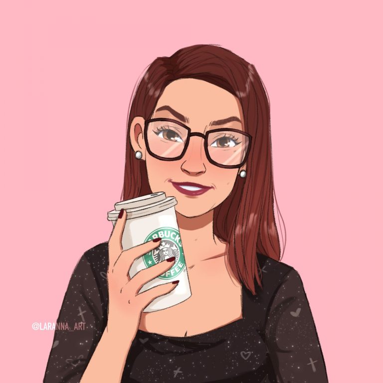 Ilustración de Arianne Martín con un café