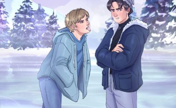 Portada de «Mil motivos para odiarte» de Arianne Martín: dos patinadores sobre una pista de hielo nevada
